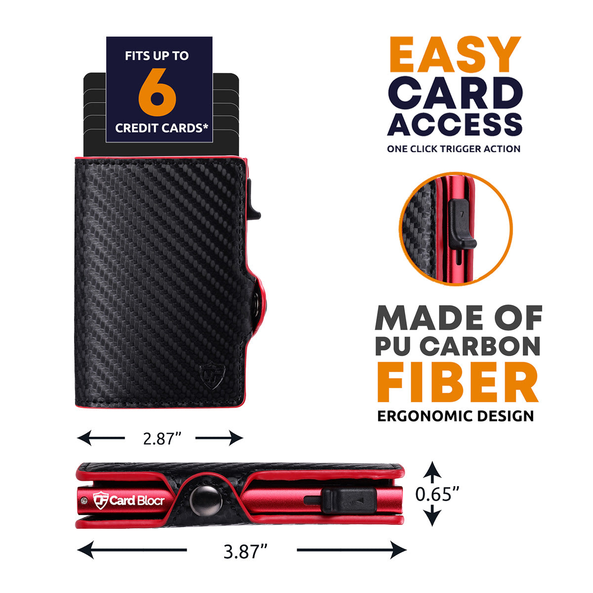 Card Blocr Credit Card Wallet | PU Carbon Fiber RFID Blocking Wallet - LIFETIME GUARANTEE