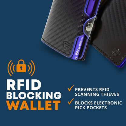 Card Blocr Credit Card Wallet | PU Carbon Fiber RFID Blocking Wallet - LIFETIME GUARANTEE