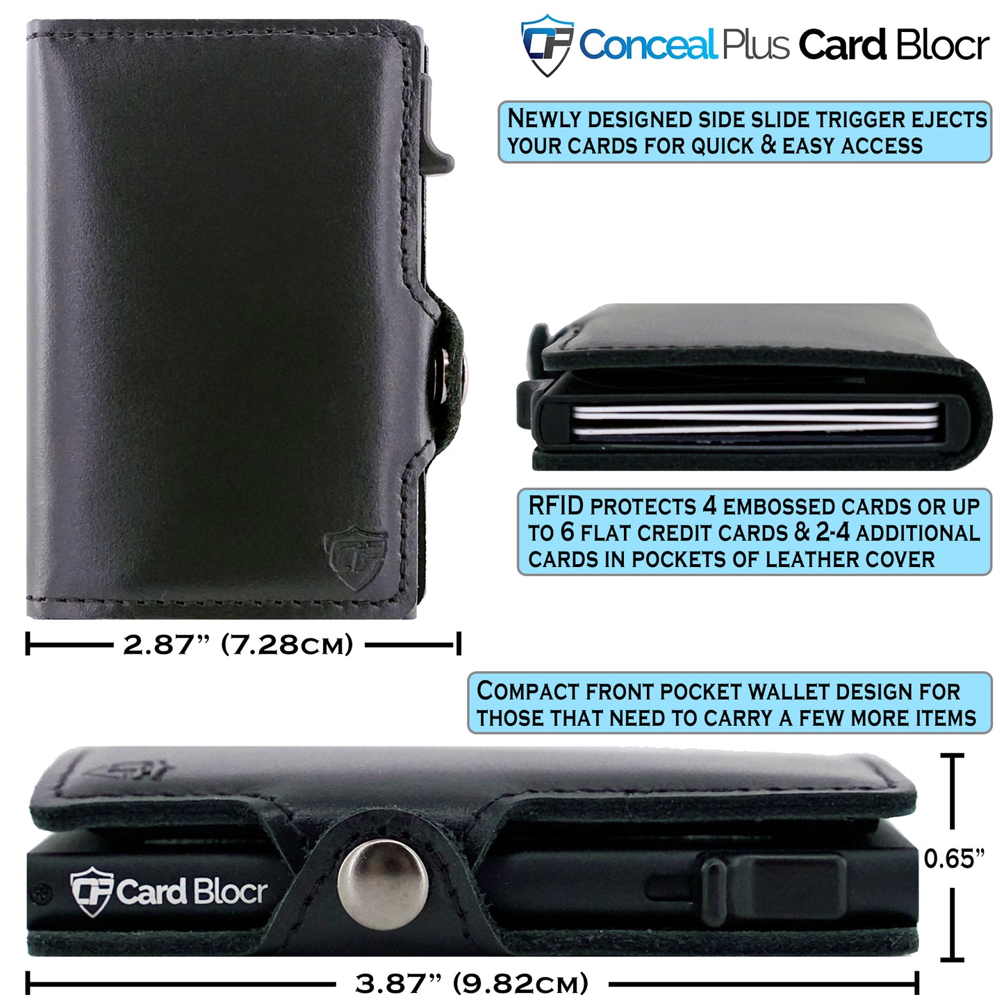Card Blocr Credit Card Wallet, Credit Card Holder,RFID Wallet, Minimalist Card Holder, Leather Wallet, Brown - Conceal Plus, Men's, Size: 6 in