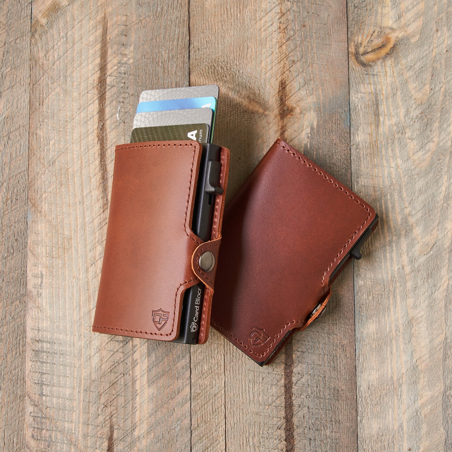 Leather Business Card Holder, Men's RFID Front Pocket Card Wallet